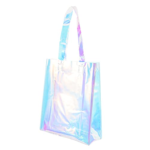 Zerodeko Iridescent Tote Bag Multipurpose Handbag Shoulder Bag with Handle Transparent Stadium Purse Rack to Protect Porcelain Sink Wrapping Bag Clear Cross Body Bag Sports Pvc Work Wallet