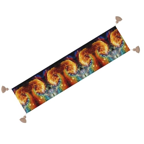 Chemin de table de Noël galaxie : l'élégance textile avec pompons chic