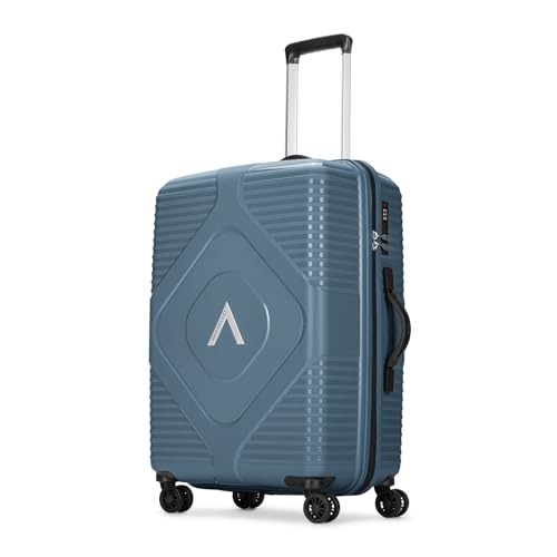 Image of Aristocrat Crystal Check-in Trolley Bag 66cm | Medium Hard Luggage | 8-Wheel Suitcase for Travel | Combination Lock with Anti-Theft Zipper | Polypropylene | 3 Years International Warranty (Teal Blue)