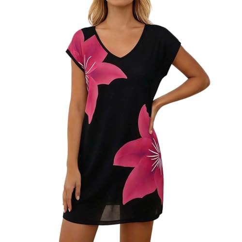 Vestido Escote en V Casual Dress Playa Elegante Suelto Vestido Playa Bikini Cover Up Beach Vestidos Cintura Alta Dress Bohemia Verano