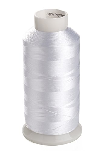 Simthread 75D / 2 (60WT) Blanc Polyester Fil Machine à Broder Fil de Bobine, 5000M / Spool, pour Machine à Broder Babylock/Brother/Janome/Kenmore/Singer Cover