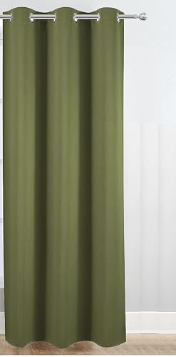 Image of 100% True Blackout Curtains 7 Feet, Set of 1 Panels | 300 GSM Heavy Room Darkening Polyester Cloth for Bedroom & Living Room | Thermal Insulated Heat & Noise Reducing (84x47 Inch, Dark Green) | 100% Room Darkening Thermal Insulated Heat & Noise Reducing Curtains 7 feet long