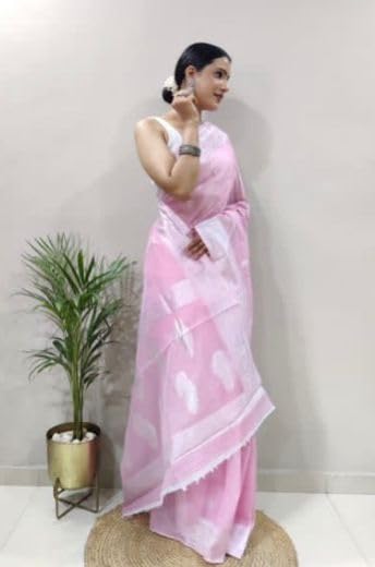 Image of Banarasi soft Cotton-Silk Saree with Unstitched Blouse - Graceful Design for Special Occasions, Weddings & Festivals