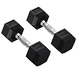 HOMCOM Rubber Dumbbell Sports Hex Weights Sets Home Gym Fitness Hexagonal Dumbbells Kit Weight Lifting Exercise (2 x 4kg) Black