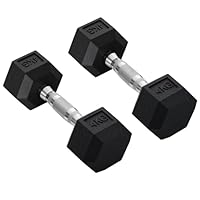 HOMCOM Rubber Dumbbell Sports Hex Weights Sets Home Gym Fitness Hexagonal Dumbbells Kit Weight Lifting Exercise (2 x 4kg) Black