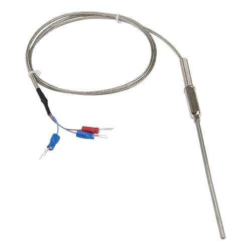 Sensor de temperatura RTD PT1000 FTARP08 con sonda de 100 mm y cable trenzado metálico de 1 m
