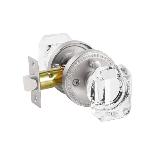 SORWDUERM Satin Nickel Square Door Knobs in Brushed Nickel and Crystal for Bedroom and Bathroom, 2 Pack