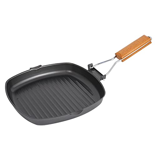 Sartén de hierro ultraligera para acampar al aire libre con mango plegable, vajilla de cocina