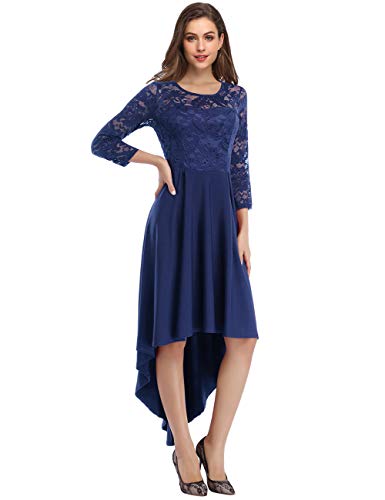 KOJOOIN-Damen-Kleider-Abendkleider-Brautjungfernkleider-fuer-Hochzeit-Cocktailkleid-Unregelmaessiges-Langes-Spitzenkleid-Verpackung-MEHRWEG