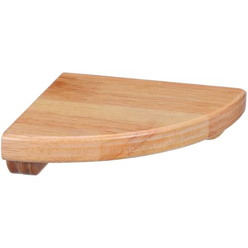 Homoyoyo Estante Esquinero de Pared de Madera de Caucho 15 CM Estante Organizador para Baño y Dormitorio Flotante Semicircular para Almacenamiento Esquina