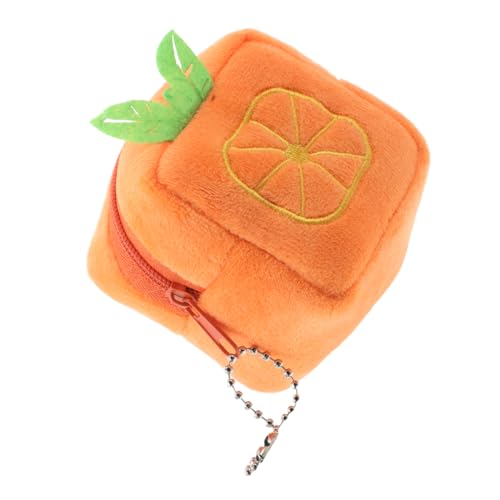 NOLITOY Cute Orange Coin Purse for Women Fluffy Makeup Bag Lipstick Earphone Holder Mini Wallet for Change Cards