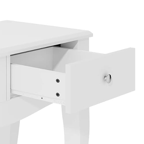 Soges Makeup Vanity Table Set, 2-Drawer Dresser Desk, 360° Rotation Mirror, Cushioned Stool, Bedroom Dressing Table Set, White #TOP5