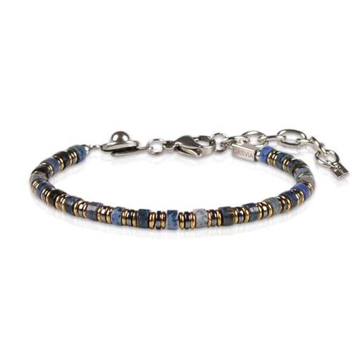 Pulsera artesanal de hematita azul para hombre con cierre ajustable miniatura 1
