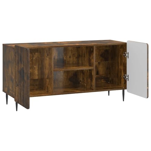 Support multimédia meuble TV moderne chêne fumé pour buffet de séjour