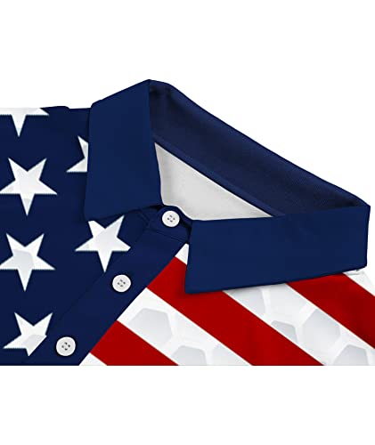 Men's Patriotic Polo Shirts Moisture Wicking Short Sleeves 4th July American Flag Golf Tennis Shirt Casual T-Shirt4