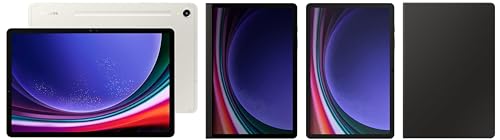 Image of Samsung Galaxy Tab S9 RAM 8 GB, ROM 128 GB Expandable, S Pen in-Box, Wi-Fi Tablet, Beige with S9 Screen Protector, Transparent & S9 Privacy Screen, Black & S9 Book Cover Keyboard, Black