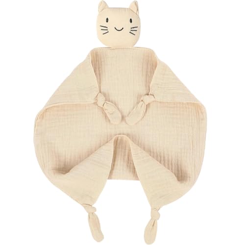 Image of Naozinebi Muslin Baby Loveys Organic Cotton Cat Security Blankets for Babies Soft Breathable Organic Cotton Animals Baby Snuggle for Newborn Boys Girls Unique Neutral Christmas