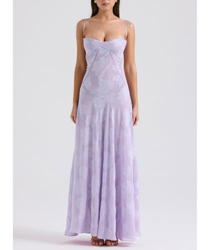 Image of ECDAHICC Women's Summer Boho Cowl Neck Floral Cocktail Party Maxi Dresses High Waist Ruffled Beach Sundress