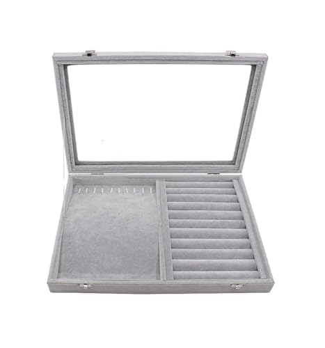 Joyeros Caja de Almacenamiento de Joyas de Terciopelo Helado con Tapa Transparente, Vitrina de Vidrio for exhibición de Joyas, Caja de exhibición for Tienda Madre