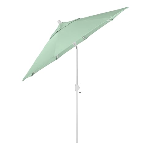 California Umbrella 12-Year-Non-Fading, 9Ft Premium Sunbrella Patio Umbrella, Hand-Crank, Button-Tilt, White Frame, Spa Fabric by California Umbrella - Used condition - Image 2