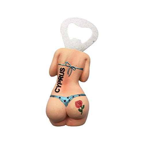 Cyprus 3D Bikini Woman Refrigerator Magnet Beer Bottle Opener Resin Travel Souvenir Handmade Home Decoration Collection Cyprus Fridge Magnet