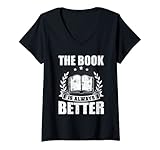 Photo Gallery donna the book is always better book lovers reading maglietta con collo a v Photo Gallery donna the book is always better book lovers reading maglietta con collo a v