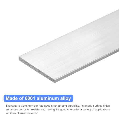 Image of uxcell Square Aluminum Flat Bar, 1 /4 inch Thick 2.8 inch Width 12 inch Length Square Aluminum Bar 6061 Aluminum Flat Plate, 5 x 70 x 305mm T6511 Solid New Mill Stock for Industrial Building