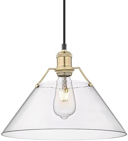Golden Lighting Orwell 1-Light Pendant in Brushed Champagne Bronze and Clear Glass