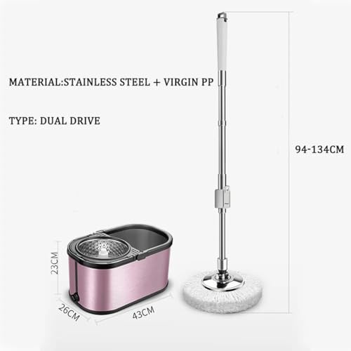 Image of Steel Bucket Mop (Purple) - 360 Spin Mop with Steel Bucket | Stainless Steel Mop Bucket for Floor Cleaning | Heavy Duty Self-Wringing Mop with Bucket | Easy Spin Mop and Bucket Set