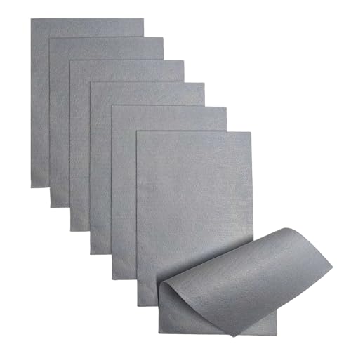 Jtnohx Soft Felt Sheets Color Felt Fabric for Sewing 7 Pcs 1mm 8x12 Fabric Square for Craft DIY and Embroidery Projects (Grey)