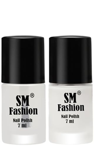Image of Long Lasting Nail Polish | Nail Paint Combo 7 ml Each) - Set of 2 Top Coat-White
