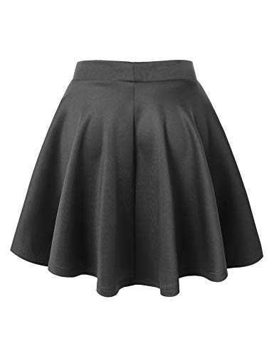 Made By Johnny Mbj Wb211 Women'S Basic Versatile Stretchy Flared Skater Skirt For Girl Xxl Charcoal thumb #1