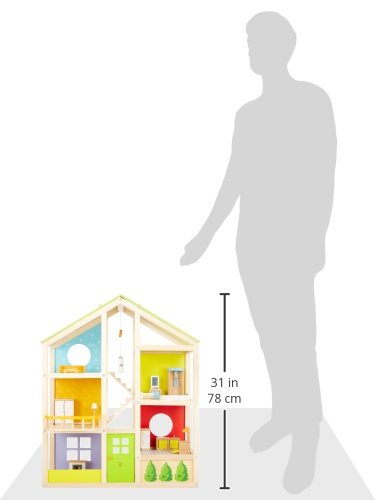 All Seasons Kids Wooden Dollhouse by Hape | Award Winning 3 Story Dolls House Toy with Furniture, Accessories, Movable Stairs and Reversible Season Theme L: 23.6, W: 11.8, H: 28.9 inch