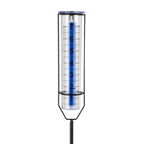 VEWOGIFT Freeze-Proof Rain Gauge Outdoor with 7 Inch Capacity Plastic Tube, Rain Gauges with Large Clear Number for Garden Patio Lawn Decor, Blue