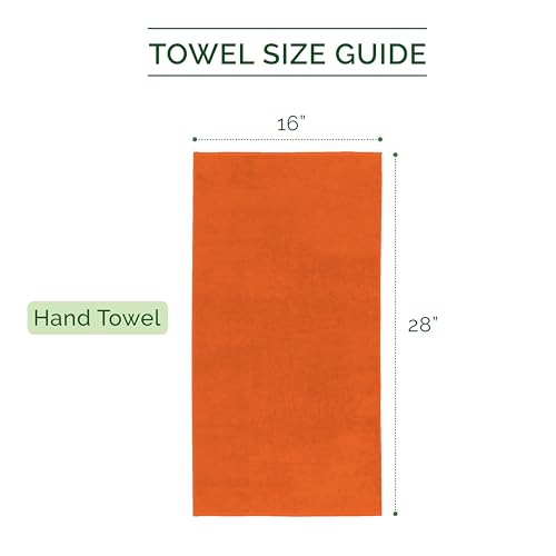 Image of Elegant Comfort Luxury 100% Turkish Cotton Corduroy Ribbed 4 Pack Hand Towel Set 16 x 28 Inch - Absorbent, Super Soft, Quick Dry, Premium Towels for Bathroom, Gym, Spa and Hotel Use, Orange