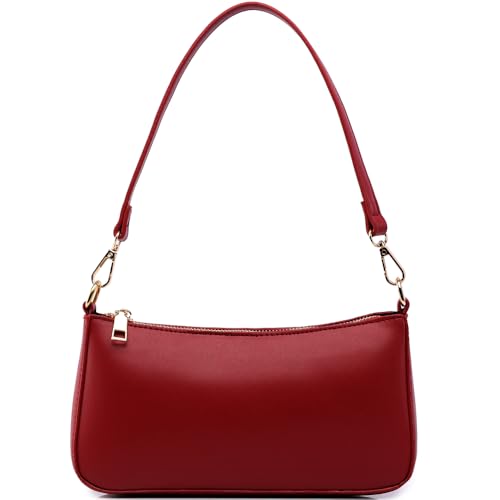 Image of Small Shoulder Bag for Women Mini Purse Retro Vegan Leather Hobo Purses Clutch Tote HandBags with Zipper Closure