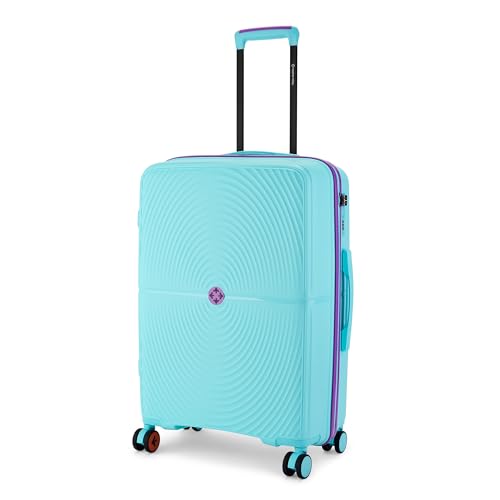 Image of Nasher Miles Bali Hard-Sided Polypropylene Check-in Luggage 24 inch | 65cm | 8 Wheels Medium Trolley Bag for Travel | Suitcase (Light Blue)