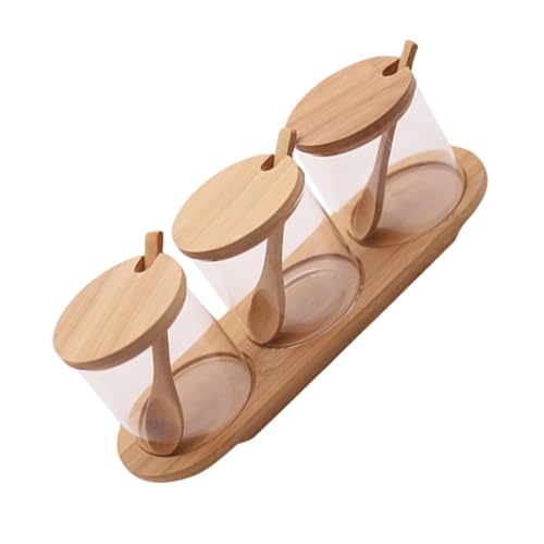 OUNONA 1 Set Household Seasoning Jar Condiment Storage Pots with Lids and Spoons for Spice Organization and Keeping Ingredients Fresh Safe and Convenient for Kitchen Use