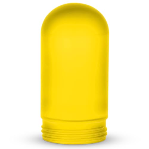 Image of OHLECTRIC Yellow Replacement Weather Tight Light Fixture - Threaded Bulb Cover - Sturdy Clear Glass Protectant - Frosted Globe Shade - Outdoor Vapor Proof Fixture