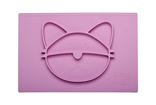 One-Piece Silicon Child Placemat and Bowl - Lightweight & Convenient, Mess-Free, Portable, Perfect for Infants & Toddlers 6 Month + and Easy to Clean (Cat)