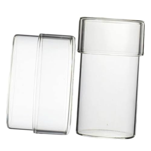 DECOMELODY 2個 密封グレインストレージジャー 透明ガラス製キッチンキャニスター 食品保存容器 茶葉 コーヒー豆 お菓子収納用 乾燥保持 エアト