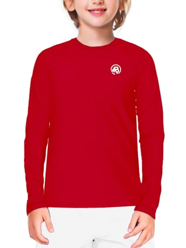 Image of AOBUTE Unisex Kids Rash Guard Long Sleeve SPF 50+ Sun Shirt UV Protection Swim Shirts 3-12 Years