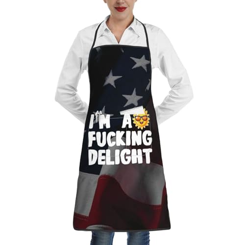 nopicsn I'm A Fucking Delight Apron for cooking with Pockets Women Men Kitchen Chef Funny Aprons