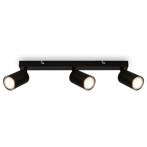 BRILONER - Plafonnier LED GU10 Max 9W, Lustre pour Salon, Chambre à Coucher, Cuisine et Salle de Bain, Spot LED de Plafond, Applique Murale d'Intérieur, Noir
