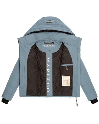 MARIKOO Damen Winterjacke warme Steppjacke mit abnehmbarer Kapuze Samuiaa XVI Powder Blue Gr. L