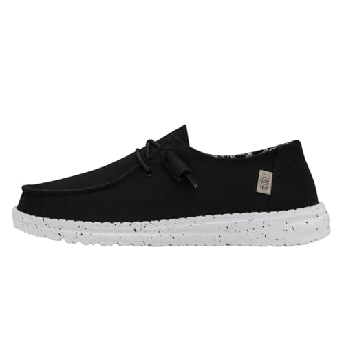 HEYDUDE Women's Wendy Basic Wide Black Odyssey Size 8 | Women's Shoes | Women's Slip On Shoes | Comfortable & Light-Weight
