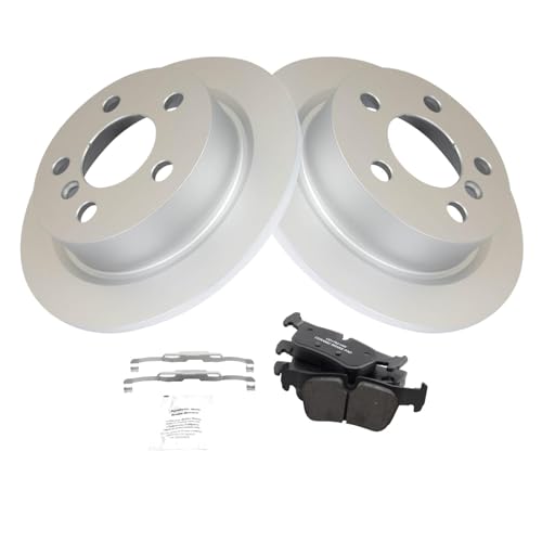 Image of TRQ Rear Brake Pad and Rotor Set Ceramic Coated Rotors Compatible with 2020 Mini Cooper SE
