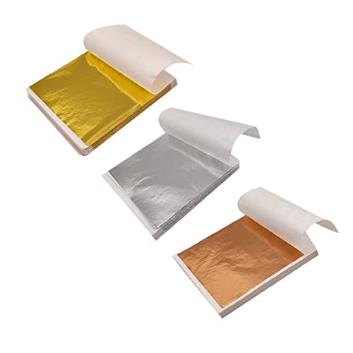 HAWILLOSCH Láminas de Pan de Oro para Manualidades Láminas de Papel de Oro para Manualidades Paquete de 300 Láminas para Proyectos de Arte Y Decoración del Hogar