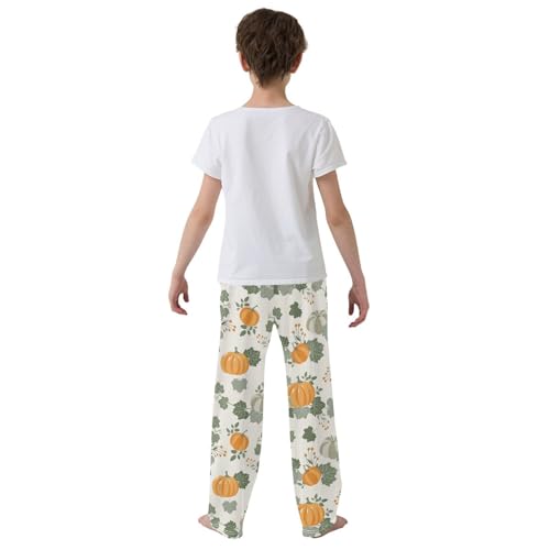 Boys' Pants Halloween Pumpkin Leaves Flowers Long Bottoms Jogger Pants Elastic Waist Trousers with Pockets S-XL3