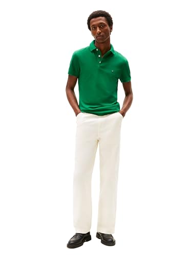 Image of Tommy Hilfiger Men's Short Sleeve Polo Shirts in Slim Fit with Stretch and Organic Pique Cotton